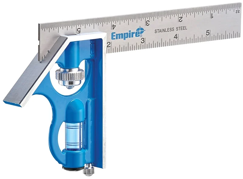 Empire True Blue Series E255 Combination Square, Stainless Steel Blade, 6 in L Blade