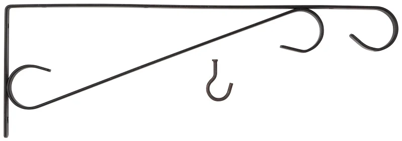 Landscapers Select GB0283L Hanging Plant Bracket, 15-1/2 in L, Steel, Black, Black, Wall