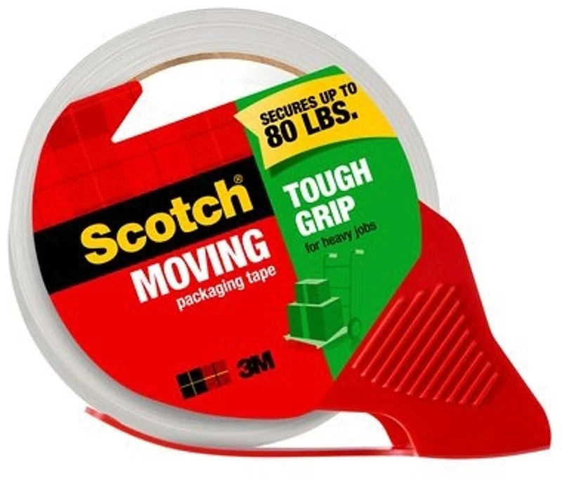 Scotch 3500S-RD Tough Grip Moving Packaging Tape, 38.2 linear yd L, 1.88 in W, Clear