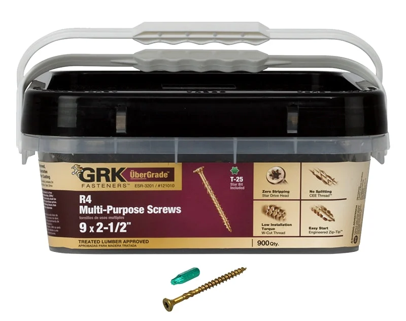 GRK Fasteners R4 121010 Screw, #9 Thread, 2-1/2 in L, W-Cut Thread, Bugle Head, Star Drive, Steel, Climatek-Coated
