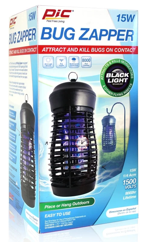 PIC 15WZAPPER Bug Zapper, Plastic, Black
