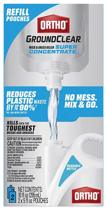 Ortho GroundClear Series 4656705 Weed and Grass Killer Super Concentrate Refill, Liquid, Dark Brown, 5 oz Pouch