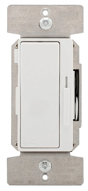 Eaton Wiring Devices DUL06P-C6-KB-L Slide Dimmer, 120 V, 300 W, ELV, FLR, HAL,C, MLV Lamp, 3-Way