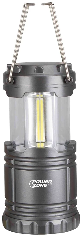 PowerZone LP-6378-COB Collapsible Camping Lantern, LED Lamp, White, ABS, Silvery Black Gun Metal Finish, Pack of 6