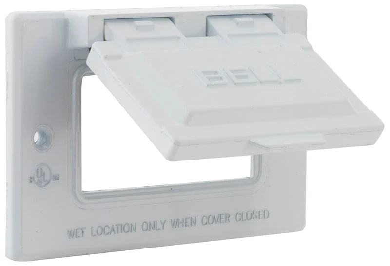 Hubbell 5101-1 Cover, Flip, Snap, 2-13/16 in L, 4-9/16 in W, 1-Gang, Metal, White, Powder-Coated, 24/CT