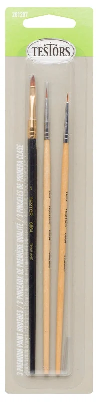 Testors 281207 Premium Brush Assortment, Gray, 3/CD