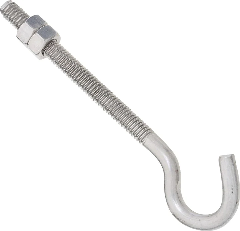 National Hardware 2163BC Series N221-713 Hook Bolt, 5/16-18 Thread, 3-1/4 in L Thread, 5 in L, Steel, Zinc-Plated