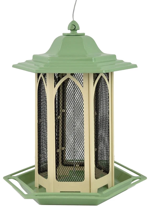 Perky-Pet GAZ01 Bird Feeder, Gazebo, 3-1/2 lb, Mixed Seed, Metal/Plastic, Pistachio Green, Hanging