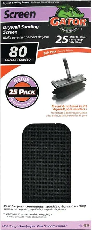 Gator 3304 Sand Screen, 11 in L, 4-3/8 in W, 80 Grit, Gator, Silicon Carbide Abrasive