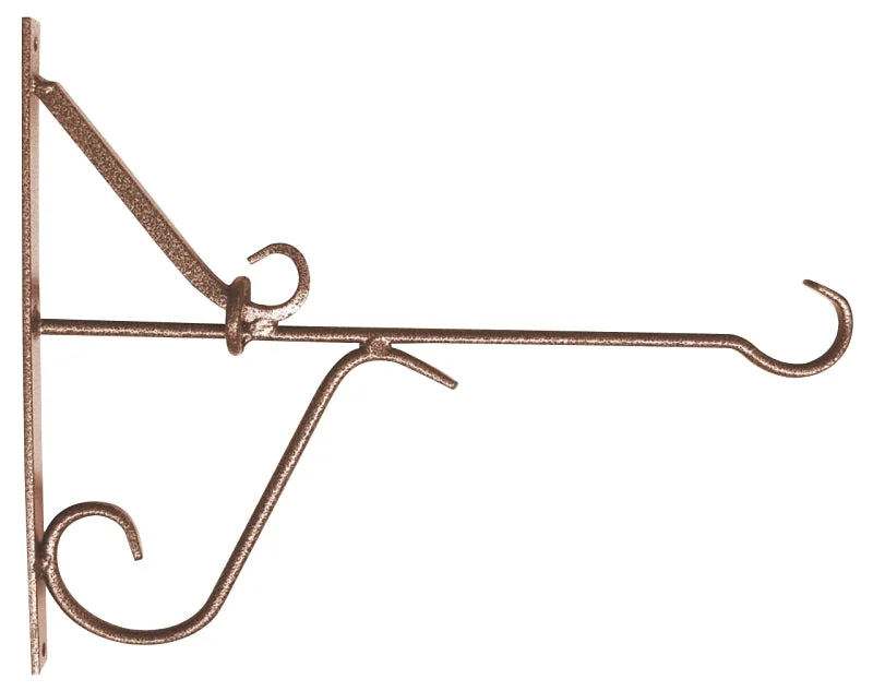 Landscapers Select GB-3932 Hanging Plant Bracket, 12 in L, 11 in H, Steel, Hammer Tone Bronze/Matte, Wall