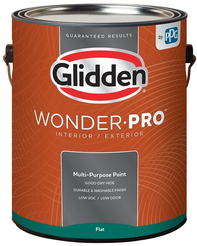 Glidden Wonder-Pro GLWP30WB/01 Paint, Flat Sheen, Pastel Base/White, 1 gal, 400 sq-ft/gal Coverage Area, Pack of 4