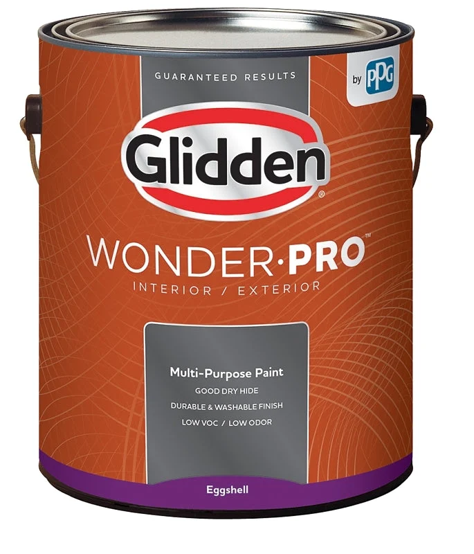 Glidden Wonder-Pro GLWP31WB/01 Paint, Eggshell Sheen, Pastel Base/White, 1 gal, 400 sq-ft/gal Coverage Area, Pack of 4
