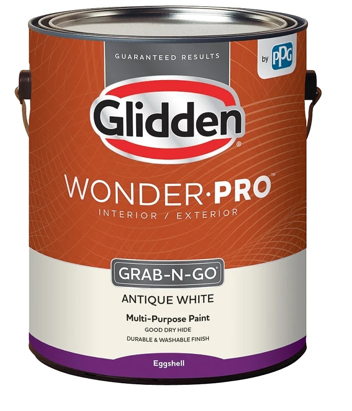 Glidden Wonder-Pro GLWP31AW/01 Paint, Eggshell Sheen, Antique White, 1 gal, 400 sq-ft/gal Coverage Area, Pack of 4