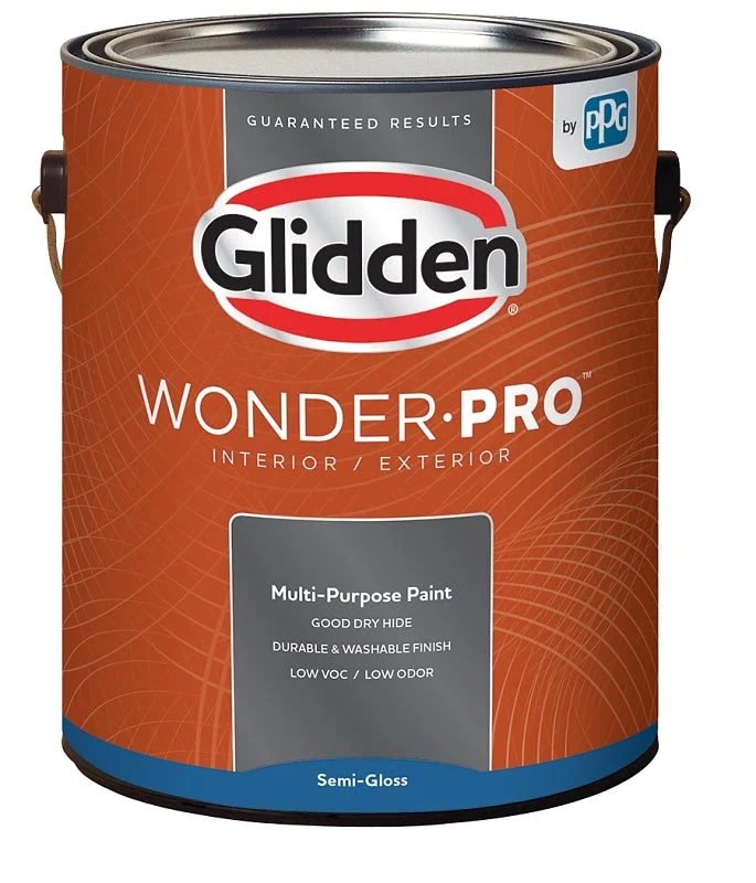 Glidden Wonder-Pro GLWP32WB/01 Paint, Semi-Gloss Sheen, Pastel Base/White, 1 gal, 400 sq-ft/gal Coverage Area, Pack of 4