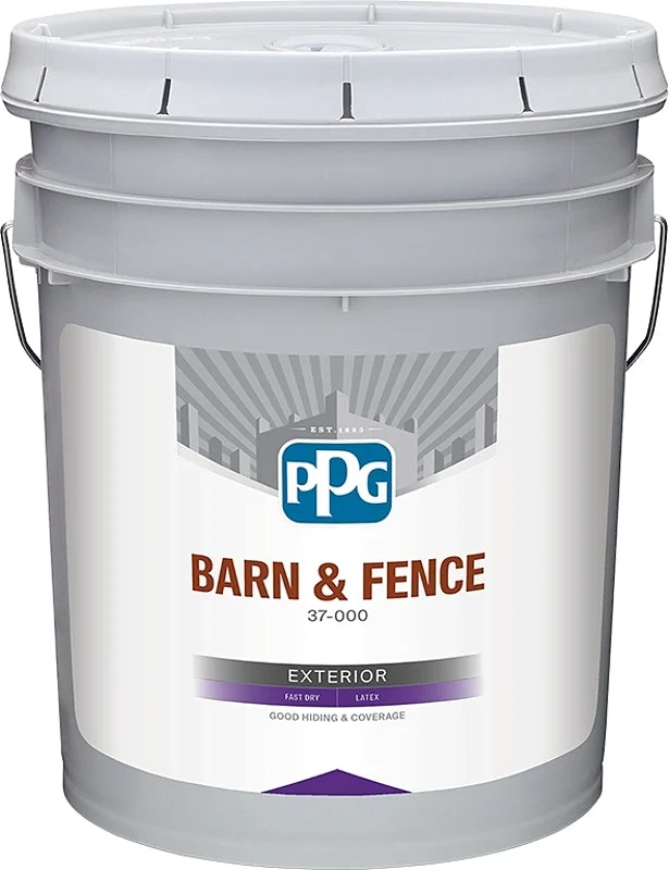 Glidden GLBFEX10WH05 Barn and Fence Paint, Acrylic, Flat, White, 5 gal, 400 sq-ft/gal Coverage Area