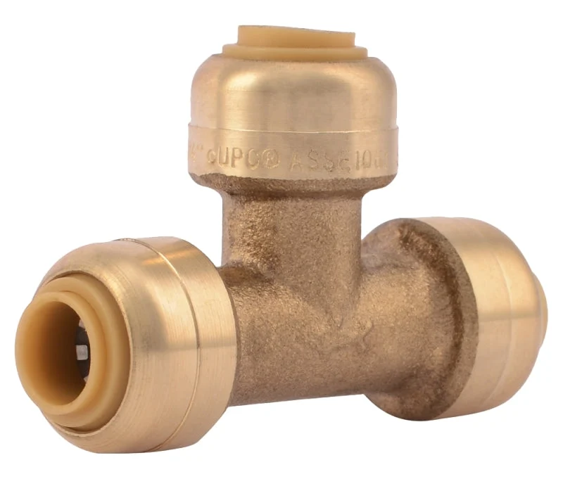 SharkBite U358LFA Pipe Tee, 1/4 in, Push-Fit, Brass, 200 psi Pressure