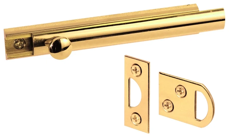 Defender Security U 9961 Slide Bolt, 4 in L Bolt, Solid Brass