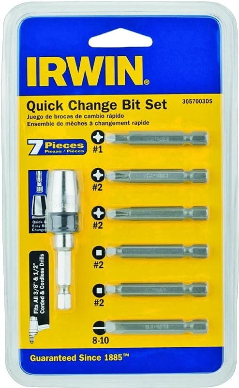 Irwin 3057003DS Bit Set, 7-Piece, Quick Change, Metal