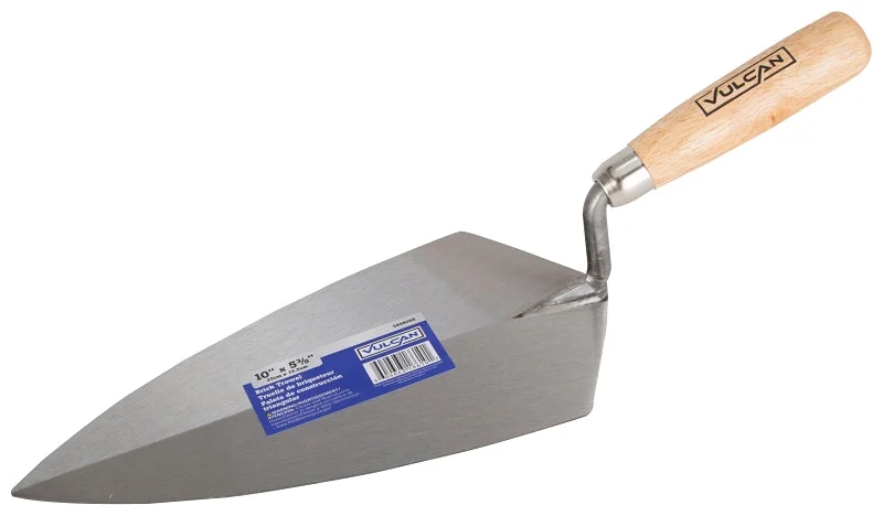 Vulcan 16610 Brick Trowel, 10 in L Blade, 5-3/8 in W Blade, HCS Blade, Hardwood Handle