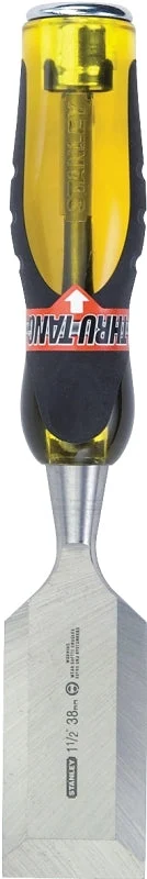 STANLEY Fatmax Thru-Tang 16-980 Chisel, 1-1/2 in Tip, 9 in OAL, Carbon Steel Blade, Ergonomic Handle