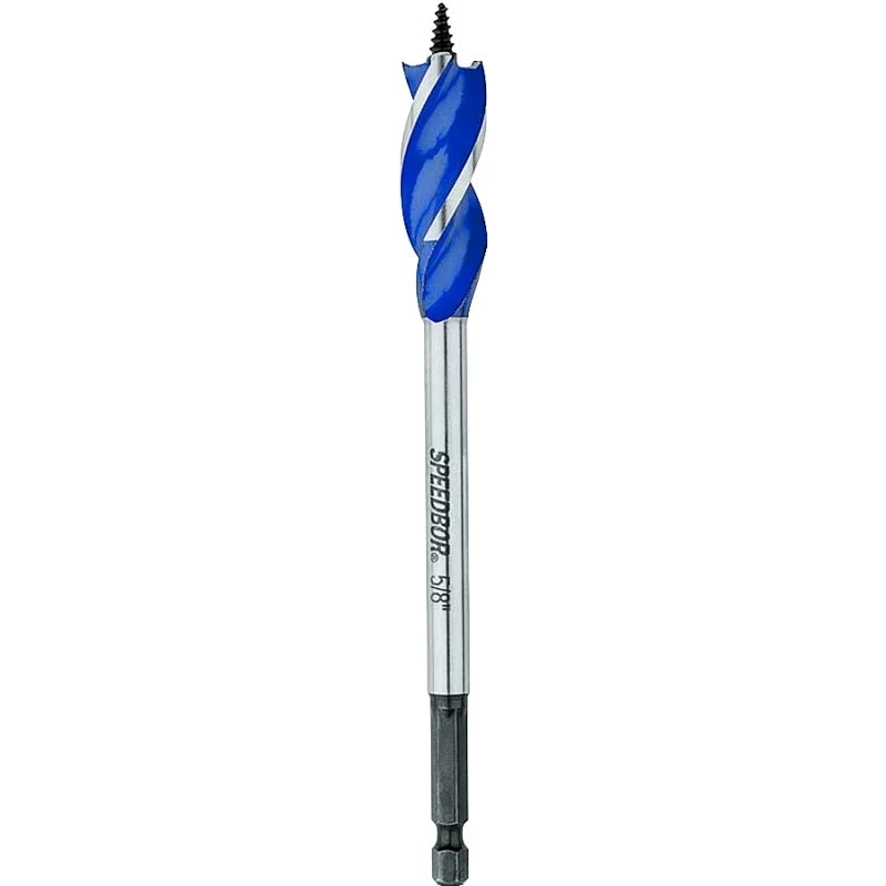 Irwin Speedbor 3041002 Auger Boring Bit, 5/8 in Dia, 6 in OAL, Tapered Flute, 3-Flute, 1/4 in Dia Shank, Hex Shank