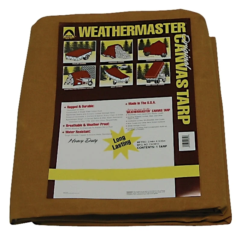 Dize Weathermaster CA1228D Tarpaulin, 28 ft L, 12 ft W, Canvas, Tan