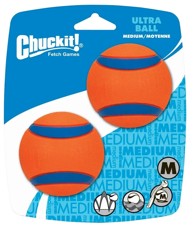 Chuckit! 17001 Dog Toy, Ball, M, Rubber, 2-1/2 in Dia, Pack of 2