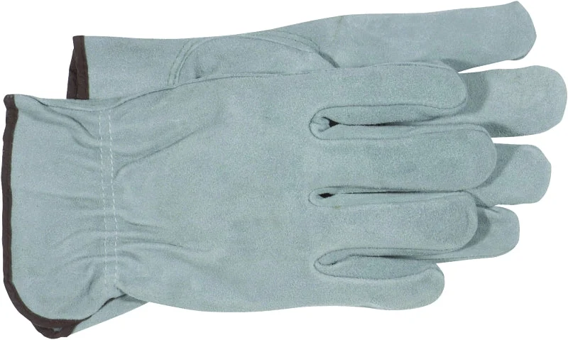 Boss B81162-M Gloves, M, 7-1/8 to 8 in L, Keystone Thumb, Slip-On Cuff, Split Cowhide Leather, Gray