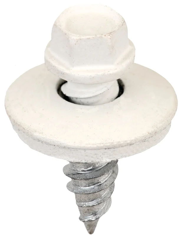Acorn SW-SS1234W250 Stitch Screw, #12 Thread, High-Low Thread, Hex Drive, White, 250/BAG