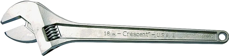 Crescent AC118 Adjustable Wrench, 18 in OAL, 2.063 in Jaw, Steel, Chrome-Plated, I-Beam Handle