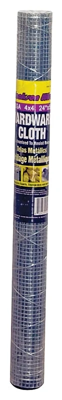 Jackson Wire 11 05 12 13 Hardware Cloth, 5 ft L, 24 in W, 23 ga, 1/4 x 1/4 in Mesh, Galvanized
