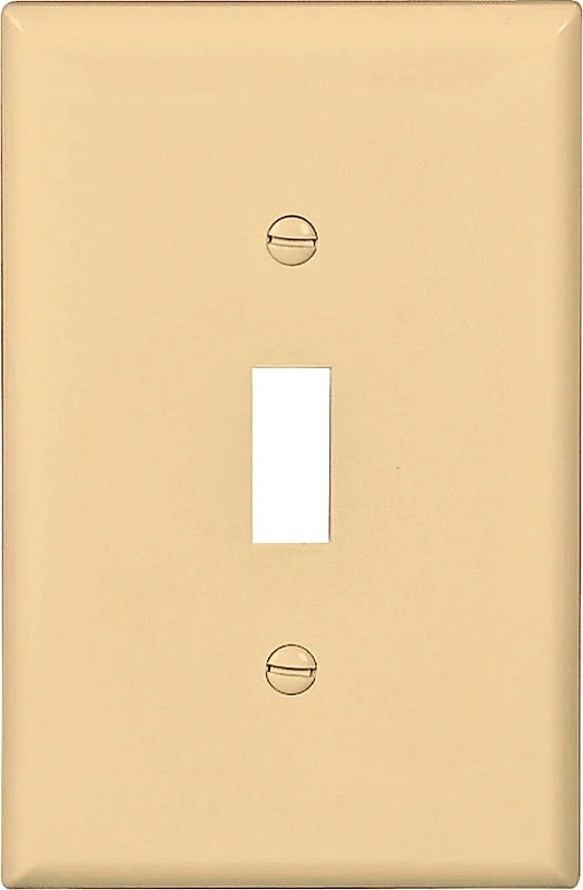 Eaton Wiring Devices PJ1V Wallplate, Mid-Size, 4-7/8 in L, 3-1/8 in W, 1-Gang, Polycarbonate, Ivory, Pack of 25