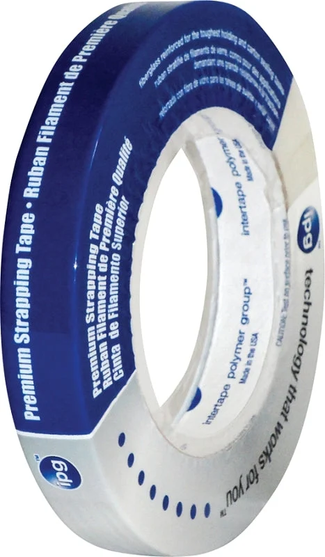 IPG 9716 Strapping Tape, 60 yd L, 0.94 in W, Fiberglass/Polypropylene Backing, Natural
