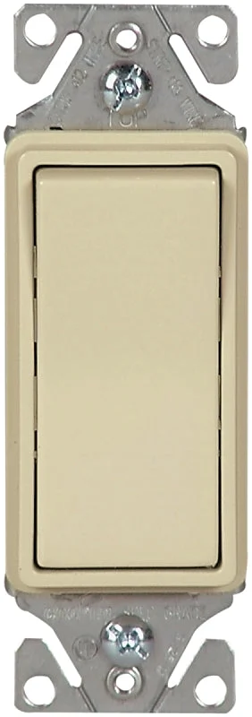 Eaton Wiring Devices 7500 Series 7511V-BOX Rocker Switch, 15 A, 120/277 V, SPST, Lead Wire Terminal, Ivory