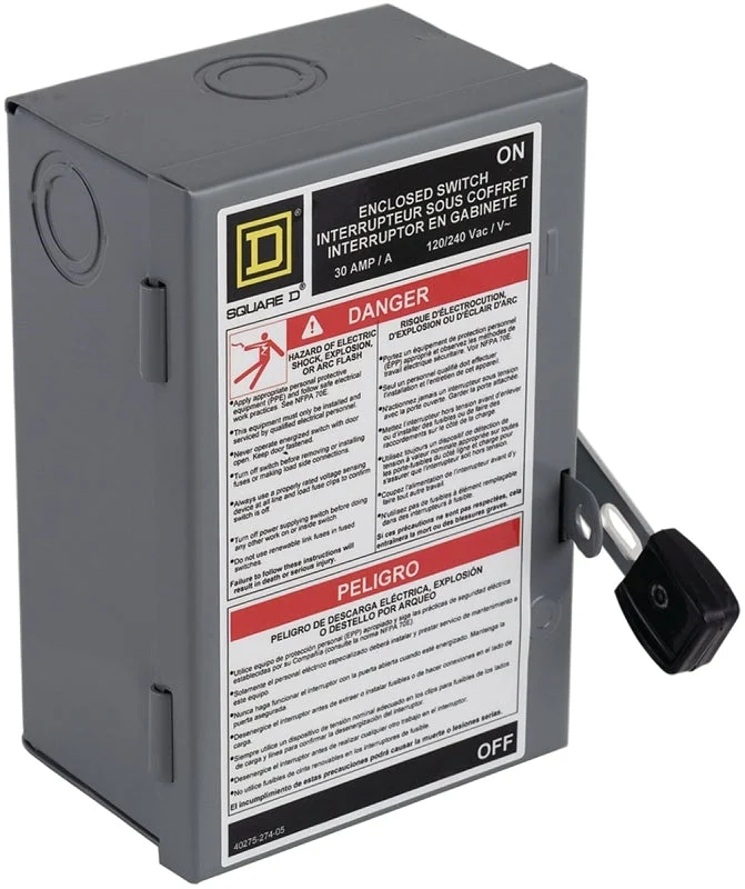 Square D L211N Fusible Safety Switch, 2-Pole, 30 A, 240 V, DPST, Lug Terminal