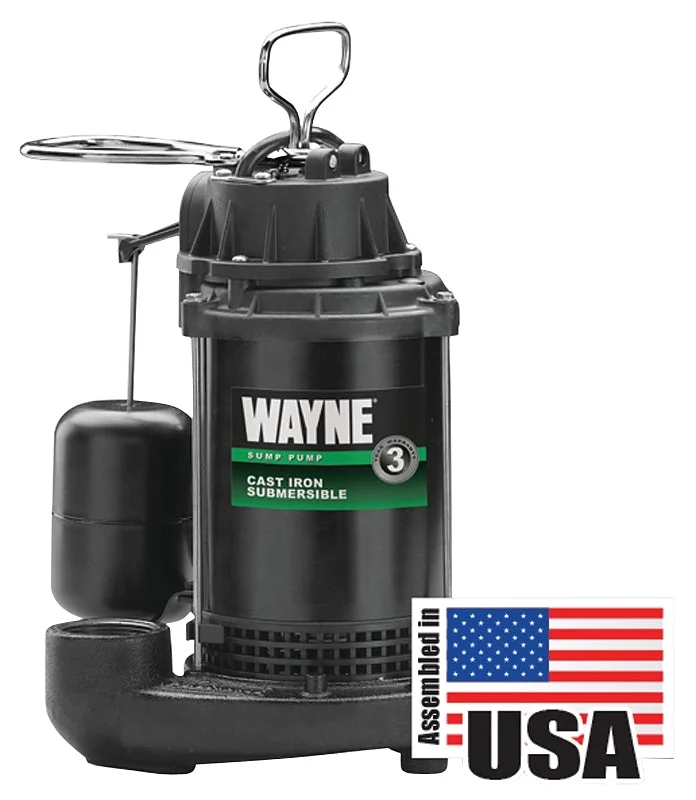 Wayne CDU800 Sump Pump, 1-Phase, 10 A, 120 V, 0.5 hp, 1-1/2 in Outlet, 20 ft Max Lift Head, 2040 gph