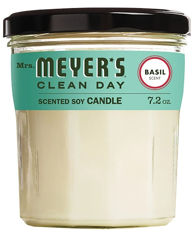 Mrs. Meyer's 44116 Soy Candle, Large, Basil Scent, 35 hr, Creamy