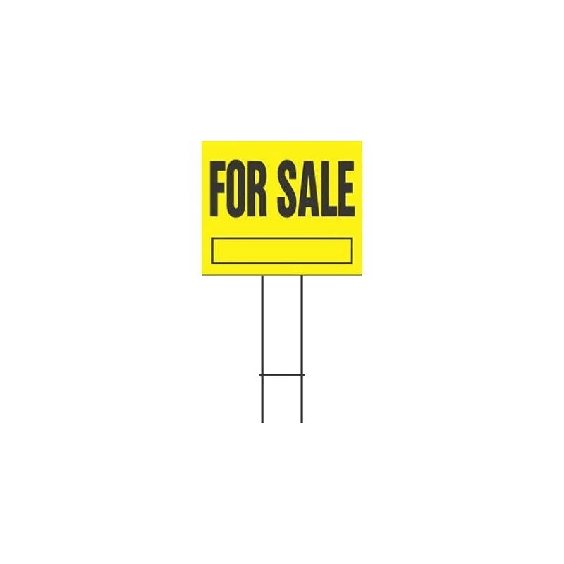 Hy-Ko YFS-10 Lawn Sign, For Sale, Black Legend, Yellow Background, Plastic, 19 in H x 24 in W Dimensions, Pack of 5