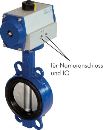 DN150 (6 inch) Wafer Pneumatic Butterfly Valve GG25-GGG40 polyamide-coated-EPDM Double Acting - BFLW