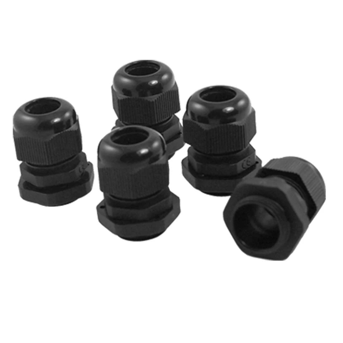 5 Pcs PG13.5 Black Plastic Waterproof Connectors Cable Glands