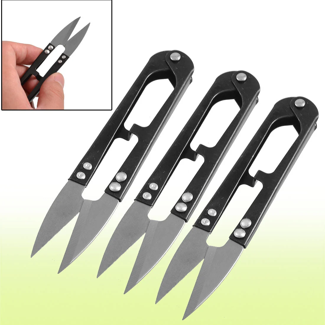 Uxcell 3 Pcs Stainless Steel Blade Thrum Yarn Cross Stitch Sewing Scissors Black