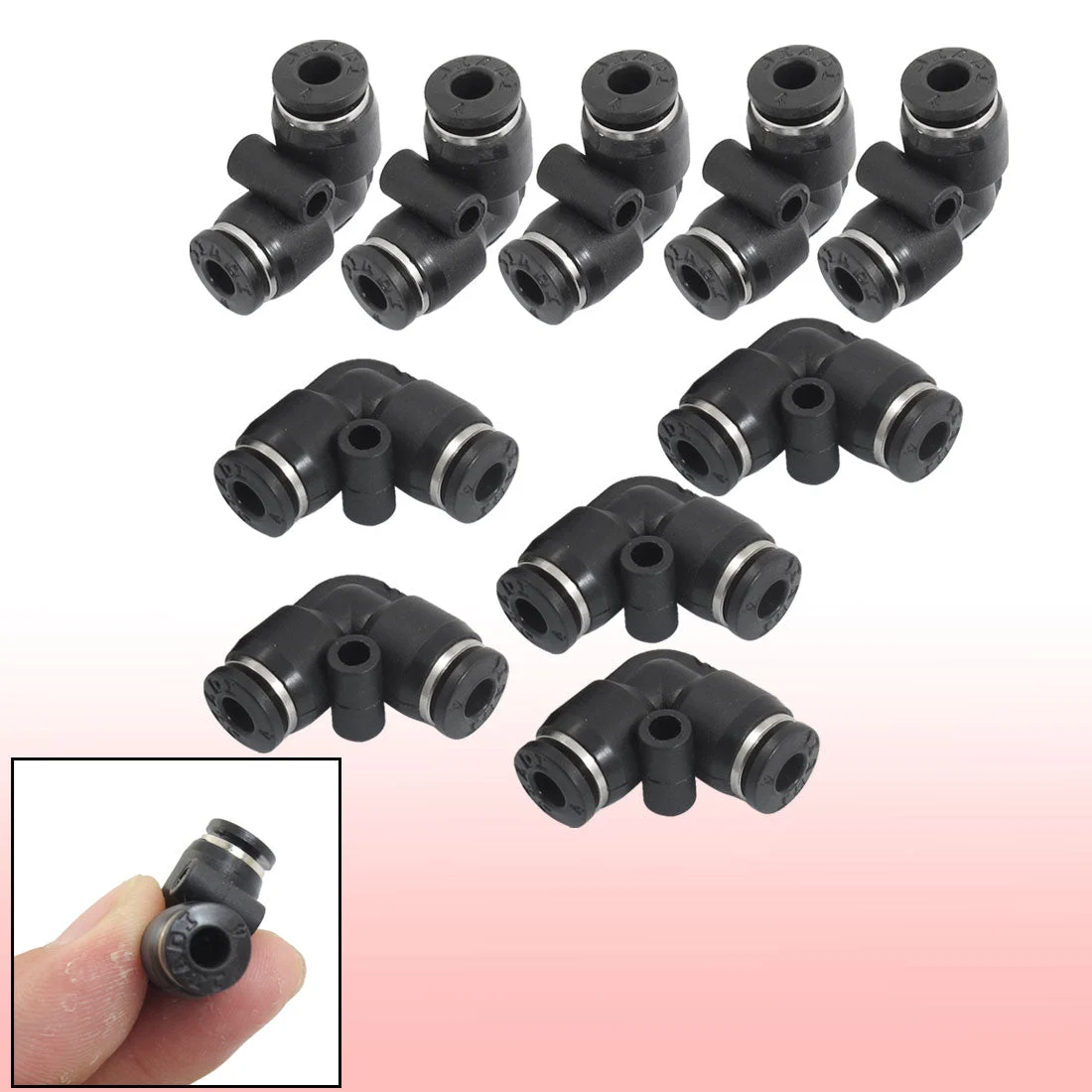 10 Pcs Air Pneumatic 4mm to 4mm L Shaped Push in Elbow Connector Fittings