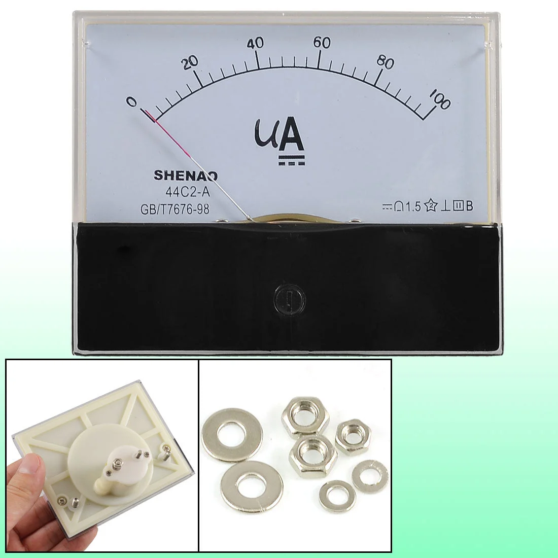 Class 1.5 Accuracy DC 0-100uA Panel Meter Amperemeter Black Clear