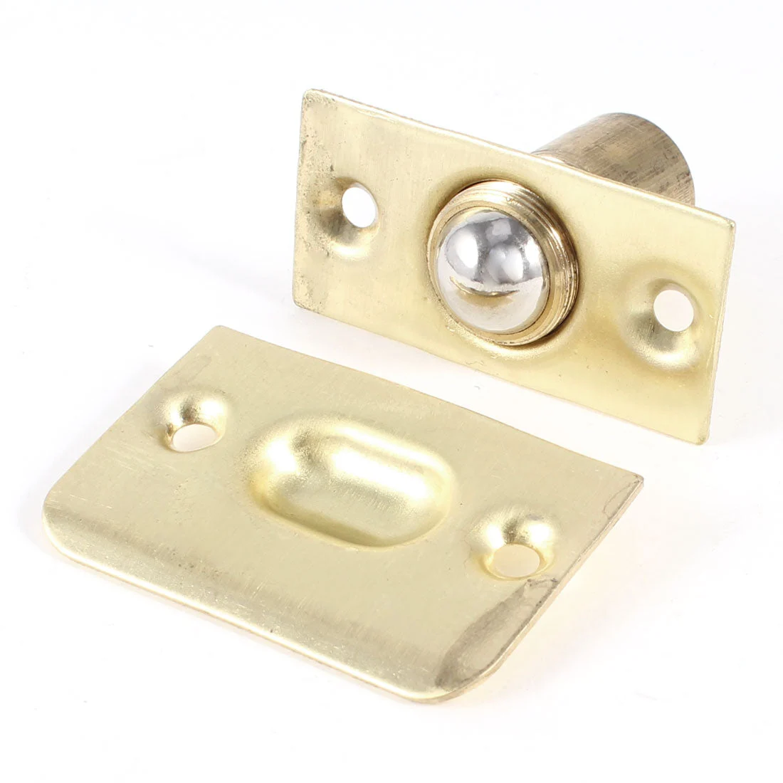 French Doors Fitting Metal Ball Catch w Strike Plate Gold Tone