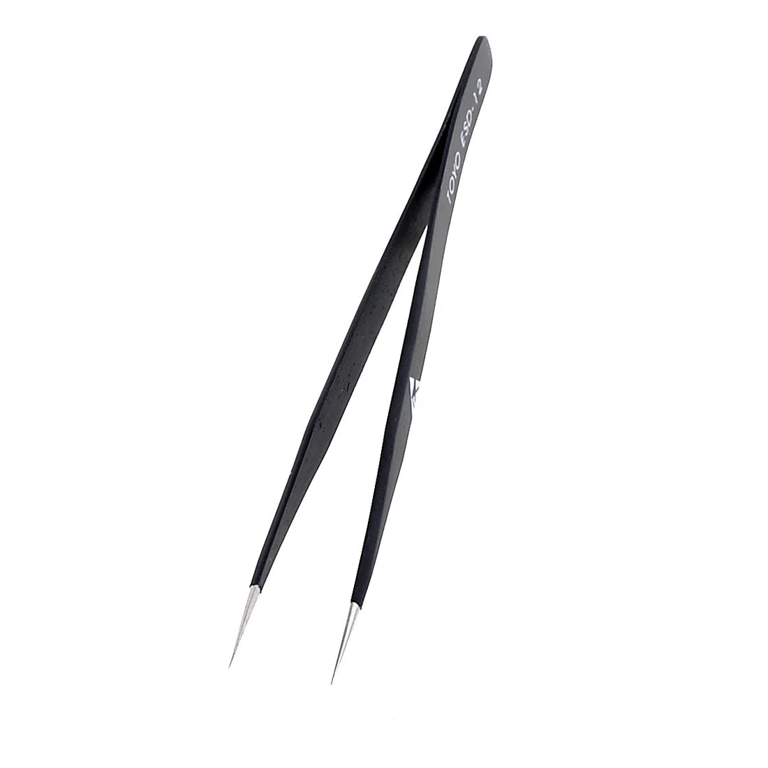 Uxcell 12cm Black Non Magnetic ESD Safe Fine Pointed Tips Tweezers Hand Tool