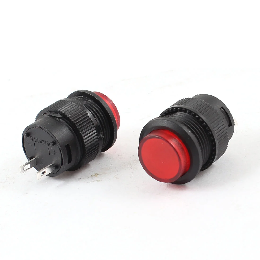 2 Pcs Red SPST Non Locking Push Button Switch R16-503 AC 250V 3A