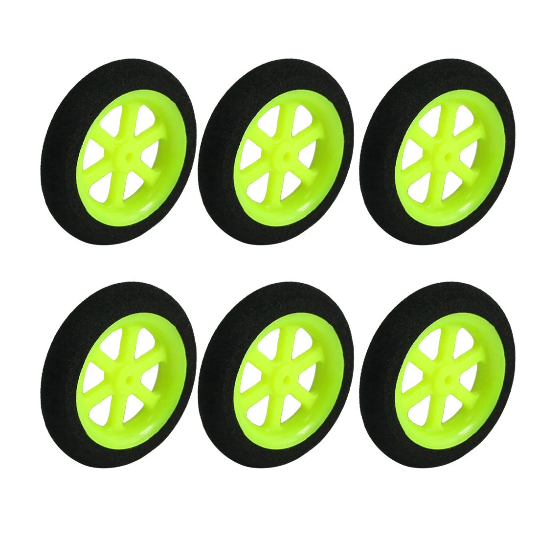 6pcs Electric RC Aircraft Airplane Sponge Wheel Tire D36mm H8mm Black Lime