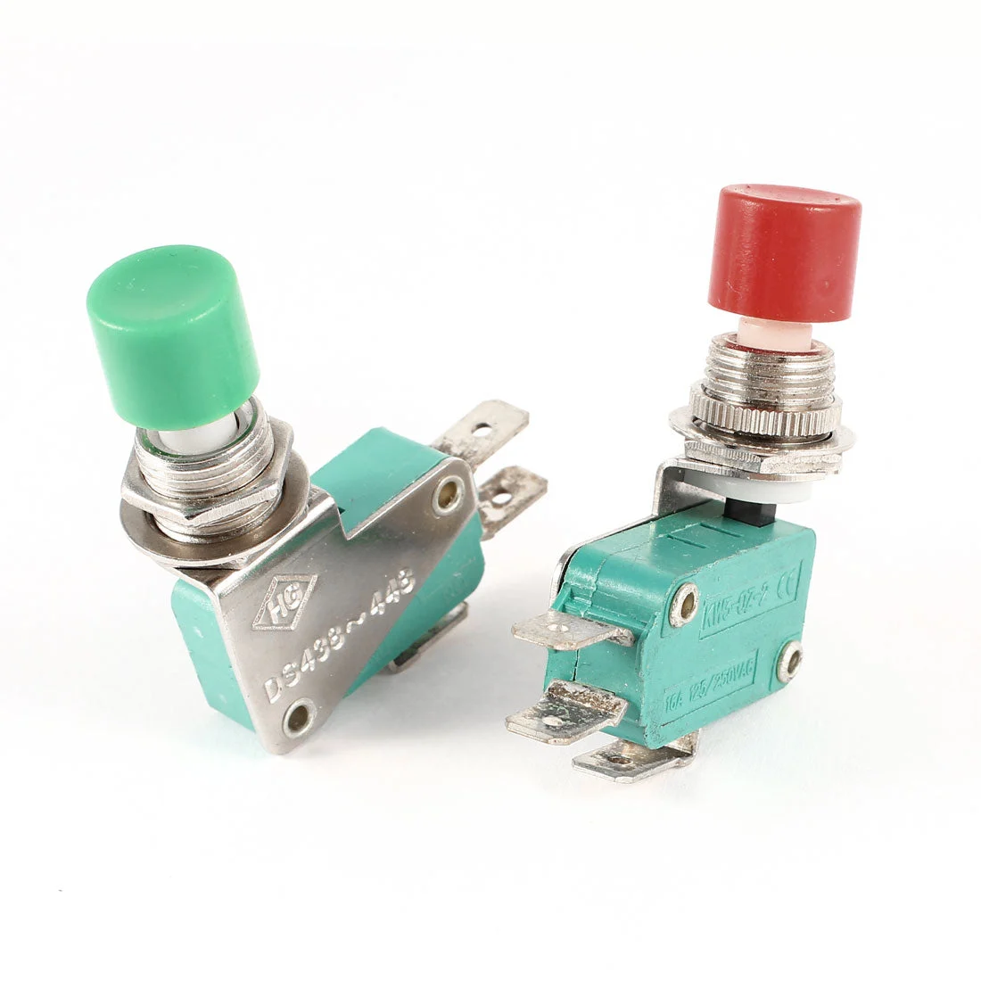 2 Pcs DS438-448 Red Green SPDT Micro Push Button Tact Switch 16A 125/250V AC