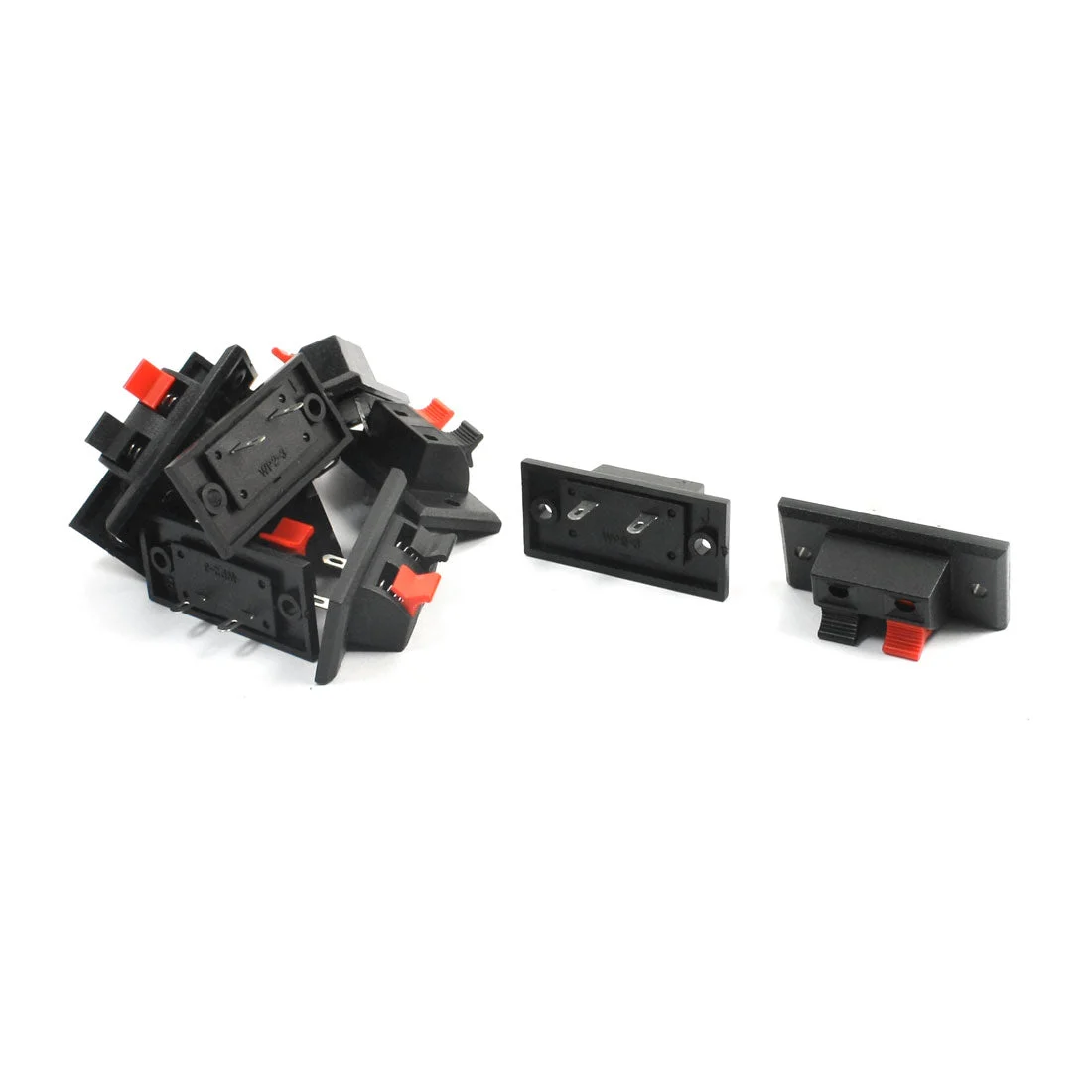10Pcs Red Black Audio 2 Position Cable Clip Socket Push Speaker Terminal Block