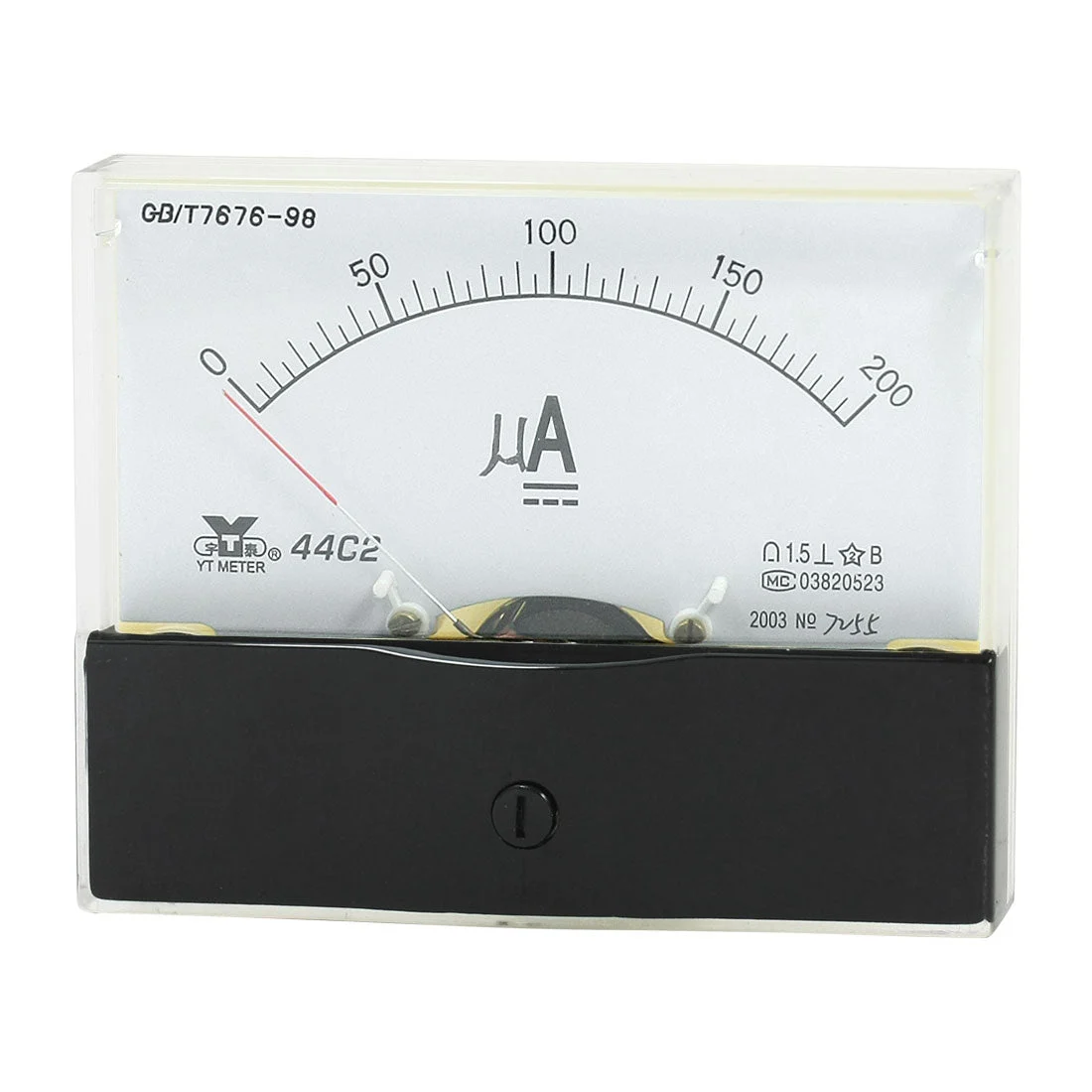 Rectangle Measurement Tool Analog Panel Ammeter Gauge DC 0 - 200uA Measuring Range 44C2